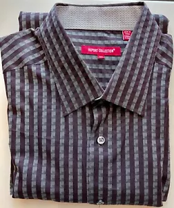 REPORT COLLECTION tall brown striped long sleeve button up shirt Size 2XT flip - Picture 1 of 15