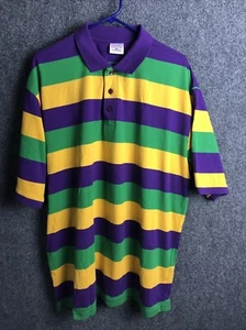 Polo Kaplan Inc Martedì Grasso Uomo 3XL Viola Oro Verde Righe - Foto 1 di 7