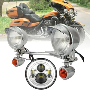 7" LED Headlight & Fog Light Turn Signals Bar For Harley Electra Glide Classic - Picture 1 of 12