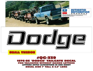 QG-339 1976-1986 DODGE TRUCK TAILGATE NAME DECAL - 5 1/2" LONG - SMALL VERSION - Bild 1 von 1