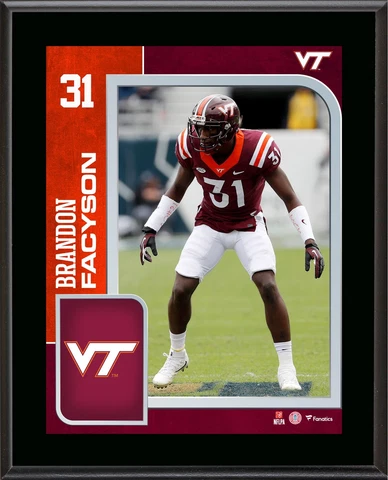 Brandon Facyson Virginia Tech Hokies 10.5" x 13" Player Plaque Cover