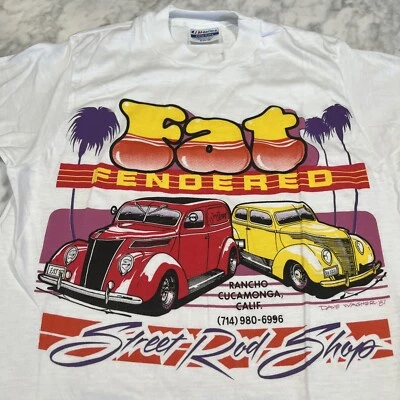 1987 Fat Fendered Street Rod Shop T Shirt Men’s Small Rancho Cucamonga Single St - Image 1 of 4
