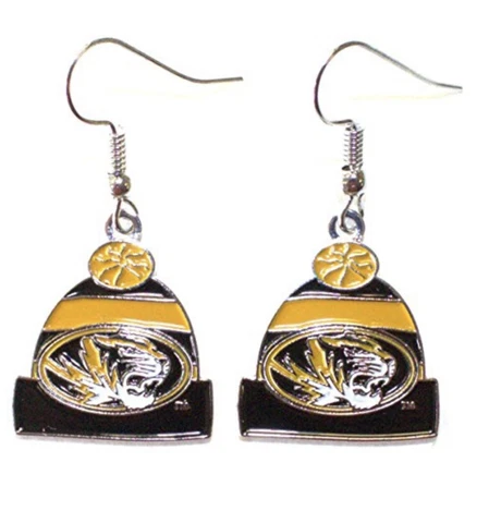 NCAA University Of Missouri Mizzou Tigers Beanie Hat DANGLE EARRINGS Cover