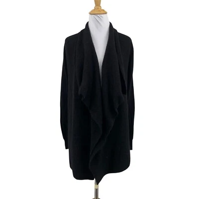 Saks Fifth Avenue Cardigan Womens S Small Black Cashmere Open Front Waterfall - Image 1 of 4