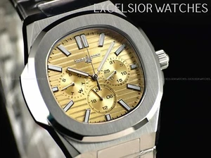 INVICTA CHASE DURER MEN'S 41MM NAUTILUS STYLE DAY DATE QUARTZ TAN DIAL SS WATCH - Picture 1 of 8