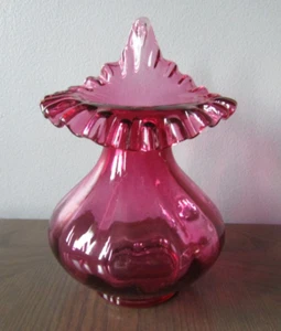Jarrón vintage de vidrio Fenton para arándano en el púlpito 8 1/4"" de alto - Imagen 1 de 6