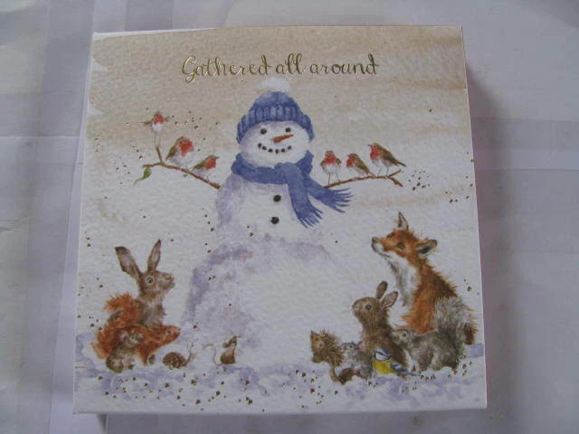 Wrendale Design Mini Klappkarte Grußkarte süße Esel mit Rotkehlchen