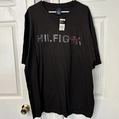 Y2K Dead Stock Tommy Hilfiger Jeans Hombre XXL Negro Camiseta De Colección Nueva Con Etiquetas Foto 1 de 4
