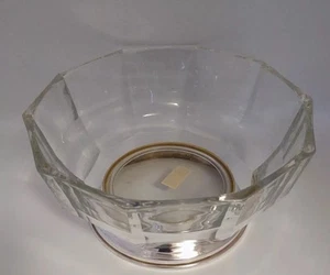 Vintage Crystal Paneled Bowl With Silver Plate Base Made in Italy - Picture 1 of 8