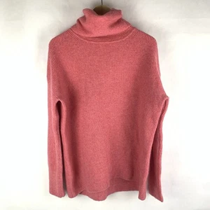 Theory Womens Turtleneck Sweater Small Pink Merino Wool Blend Soft Oversized - Picture 1 of 10
