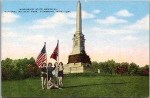 VICKSBURG, Miss. años 40 Postal de LINO "MEMORIAL DEL ESTADO DE MISSISSIPPI" Guerra Civil - Imagen 1 de 2