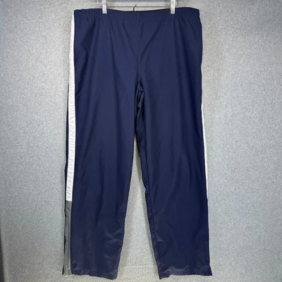 Pantalones New Balance Para Hombre Grandes Azul Blanco Rayas 100% Poliéster Tobillo Cremallera Pista Foto 1 de 4