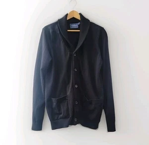 Topman Size XL Black Knit Shawl Collar Classic Preppy Minimal Cardigan Sweater - Picture 1 of 13