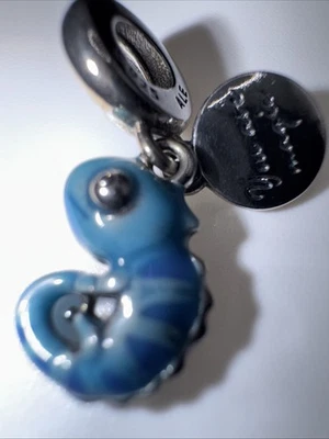 Pandora S925 ALE Blue Chameleon Dangle Charm Sterling Silver Murano Retired - Image 1 of 4