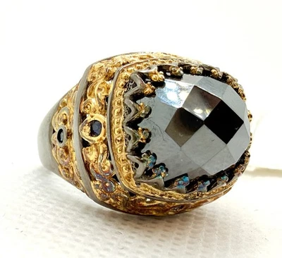 Gemas En Vogue Michael Valitutti Oro Plata Esterlina Anillo Hematita Gemas 925 NH Foto 1 de 4