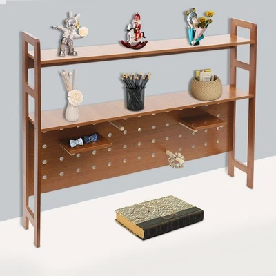 2 Ebenen Schreibtisch Bücherregal Home Schreibtisch Organizer Büro Tischplatte Regale Bücherregal - Bild 1 von 4