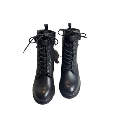 Botines Baretraps para mujer 9M negros suela de combate con cordones tacón bloque Asher Foto 1 de 4