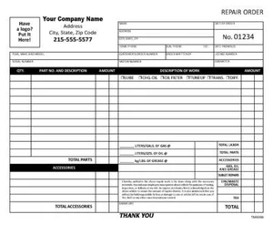 100 Automotive Garage Repair Orders - 2 Part Carbonless / 7 x 8.5 / TMG086 - Picture 1 of 1