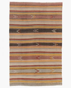 Vintage Rose Turkish Kilim Area Rug, 5'4 X 8'9 E24981 - Picture 1 of 10