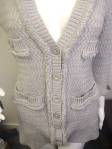 VTG St John Wool blend knit beige 4 Pocket jacket Tweed Boucle Small Cardigan - Picture 1 of 10