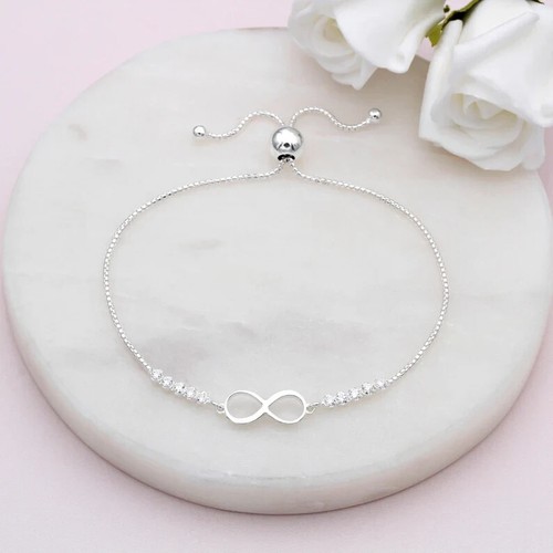 VALENTINO Bracciale 3 Ct Tondo Simulato Diamante Placcato Oro Bianco 14k Bellissimo Infinty Bolo