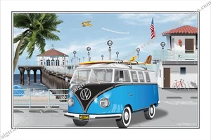 Manhattan,Beach,pier,surf,city,VW,Volkswagen,wagon,bus,van,surfing,safari - Picture 1 of 1