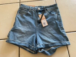 Ally Womens Shorts Blue Denim Cheeky Rolled Up Hem Size 8 - New with tags - Picture 1 of 6