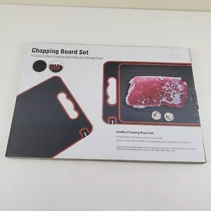 NEW! Four Color Coded Chopping/Cutting Board Set With Storage Case - Picture 1 of 6