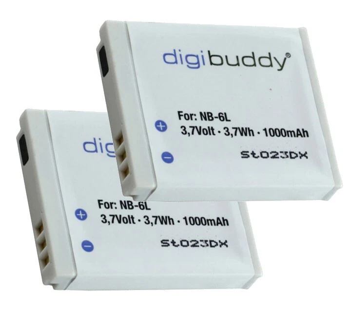 DIGIBUDDY 2 x 1000mAh Power-Akku für Canon PowerShot S90, S95, SX240 HS, SX260 HS - NB-6L