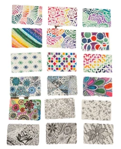 Set of 18 hand drawn postcards unique colorful patterns - Picture 1 of 7