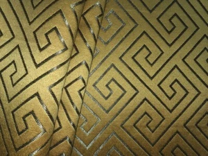 Drapery Upholstery Fabric - Glamorous Woven Greek Key Design - Honey / Taupe - Picture 1 of 1