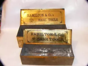 2 latas antiguas Hamilton Sash Tools. 11" y 12.5" L. Huntley Boorne & Stevens Reading - Imagen 1 de 7