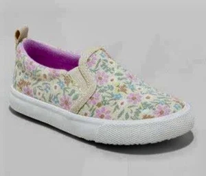 Toddler Keagan Floral Print Slip-On Sneakers Tan - Cat & Jack - SIZE 8 - Picture 1 of 2