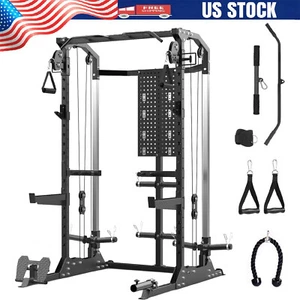 Power Cage Power Rack w/Cable Crossover & Pulley System Dip Bar Squat Rack Cage - Picture 1 of 13