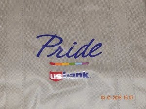PRIDE GAY RAINBOW US BANK GRAY ECO BAG REUSABLE GROCERY 15" X 13" NEW - Picture 1 of 2