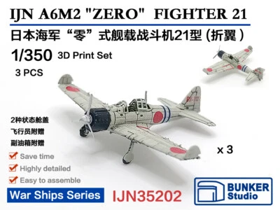 BUNKER Studio IJN35202 1/350 scale YAMATO IJN A6M2 "ZERO" FIGHTER 21 - Image 1 of 3