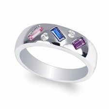 JamesJenny Ladies 10K White Gold Baguette CZ Beautiful Band Ring Size 4-10