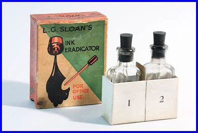 '' L. (G) . SLOAN'S Ink Eradicator '' 1920? Ink Half Empty /British Made/ Inkpot - Image 1 of 4
