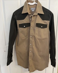 Carhartt Beige and green Mens Long sleeve button up Shirt Size M - Picture 1 of 9
