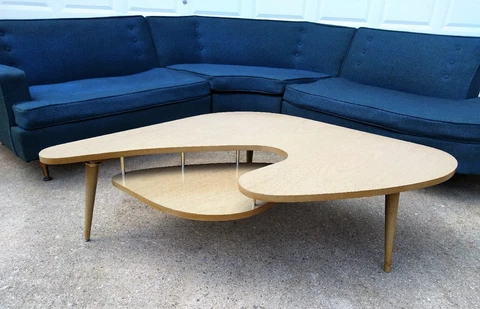 MCM  BOOMERANG Coffee Table with Suspended Shelf Mid-Century Modern Furniture Cover