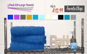 3 Pack Jumbo Bath Sheets Towels | 100% Egyptian Cotton | 11 Colours | Wow Price! - Picture 1 of 8