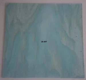 2218.30-AQUA BLUE TINT, WHITE STREAKY 5"x 5" BULLSEYE GLASS 90 COE - Picture 1 of 8