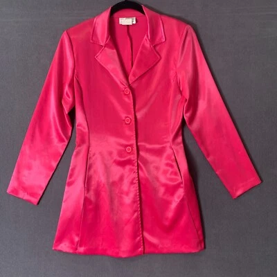 Chaqueta XOXO De Colección Pequeña Rosa Caliente Blazer Satinado Brillante Festival Twee Mod Y2K EE. UU. Foto 1 de 4