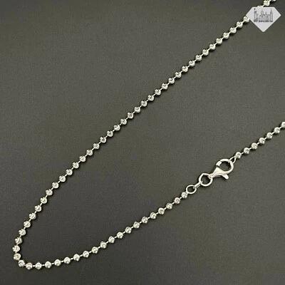 Italian Solid Sterling Silver Bead Ball Chain Necklace 925 Silver Chain Unisex - Image 1 of 4