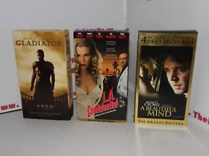 Russell Crowe A Beautiful Mind, Gladiator, L.A. Confidential 3 Tape VHS Lot - Picture 1 of 9