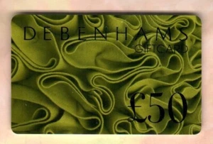 DEBENHAMS ( UK ) Folds of Green Fabric, Collectible Gift Card ( $0 ) - Picture 1 of 2