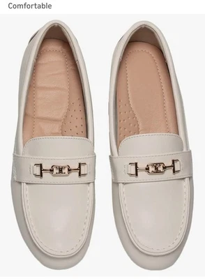 Zapatos sin cordones informales de cuero blanco para mujer talla 9W Foto 1 de 4