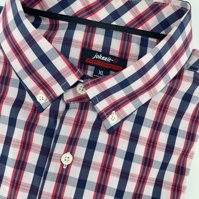 Camisa Johnnie-O Para Hombres XL Abotonada Roja Blanca Azul A Cuadros Preparación Rendimiento Elastizada Foto 1 de 4