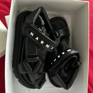 Marni Kids White Logo-Print Flat Sandals Size 28 - Picture 1 of 5
