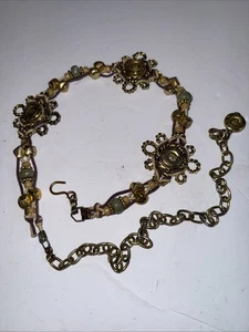 Vintage Gold Tone Metal Coin Medallion Chain Belt Boho Festival Adjustable 45” - Picture 1 of 10